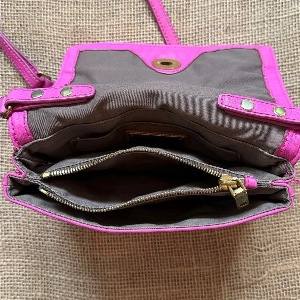J. Crew Vibrant Pink Pebbled Leather Crossbody Bag